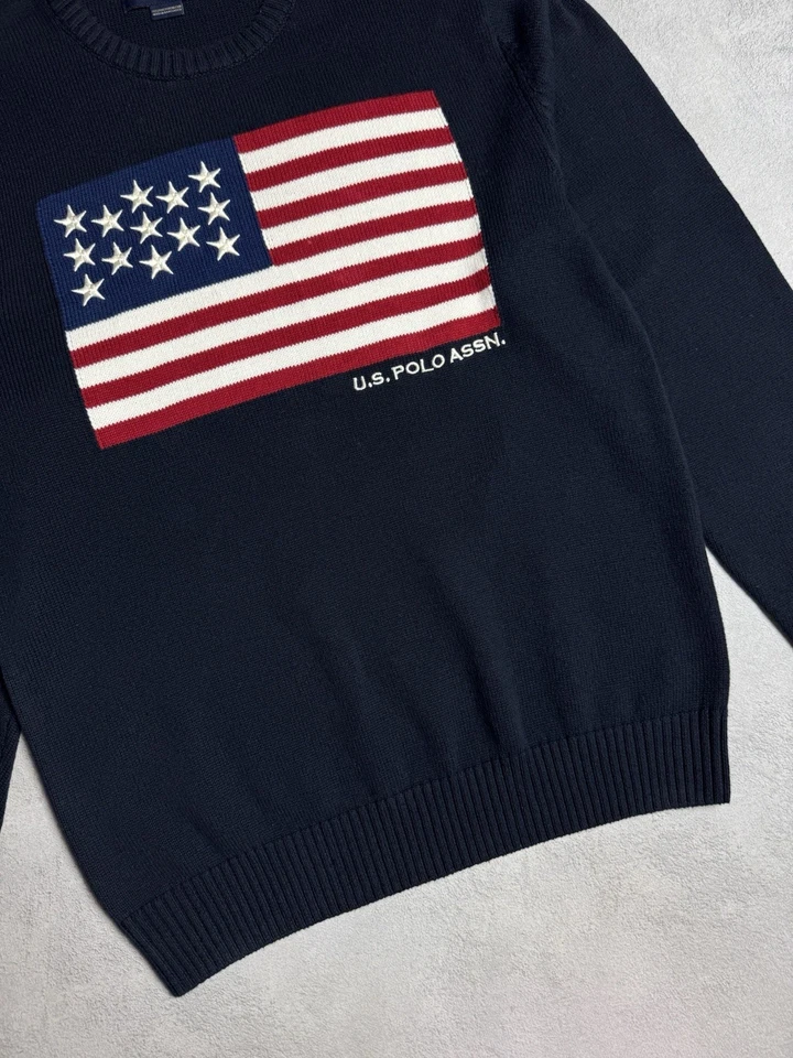 U.S. Polo Assn. Mens USA Flag Crewneck Cotton Knit Sweater Size M - Image 4 of 4