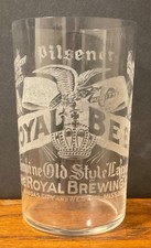 ROYAL BREWING BEER GLASS ETCHED KANSAS CITY WESTON MISSOURI OLD STYLE LAGER RARE