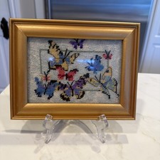 Butterfly Needlepoint Framed 8.75  X 6.75  Art Work