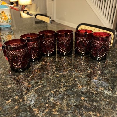 VTG Crystal d'Arques Ruby Red mugs x set of 6