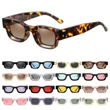 Thick Retro Rectangle Polarized Sunglasses 90s Vintage Square Sun Glasses Shades