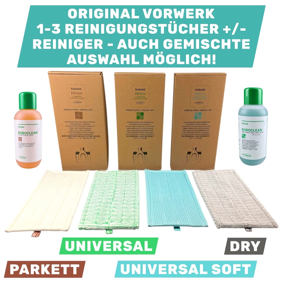 1-3 Original Vorwerk SP600, SPB100, SP7 Reinigungstücher Wischtücher Wischlappen