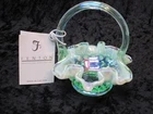 Fenton Glass Miniature 4 3/8" Basket Iridized Lotus Mist Opalescent  H.N. w/Card