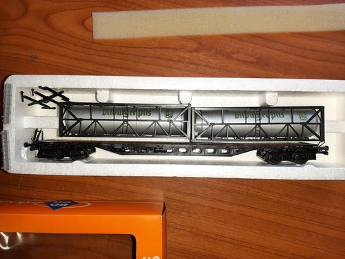 ✅ Roco 4364 H0/DC Schwenkrungenwagen mit DB Container DB  | Condition: Gebraucht