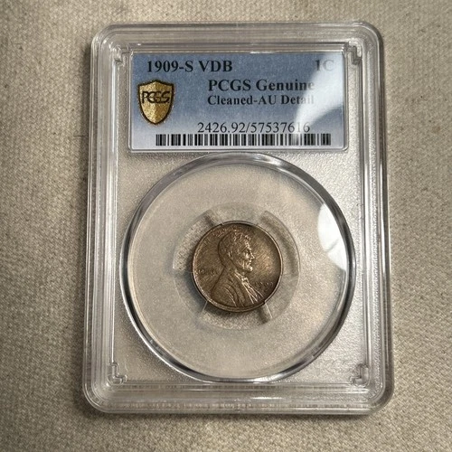 1909-S VDB Lincoln Wheat Cent 1C Penny - PCGS AU Details - Rare Key Date Coin MM
