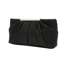 Black Pleated Satin Clutch Evening Bag for Women, Elegant Formal Handbag Purse