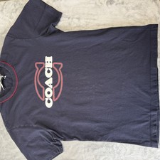 Coach Athleisure T-shirt In Organic Cotton Navy Blue/Red Size Small