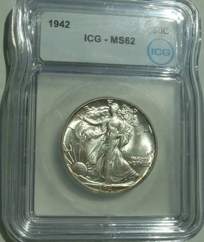 1942 Walking Liberty Half Dollar 50c ICG MS62