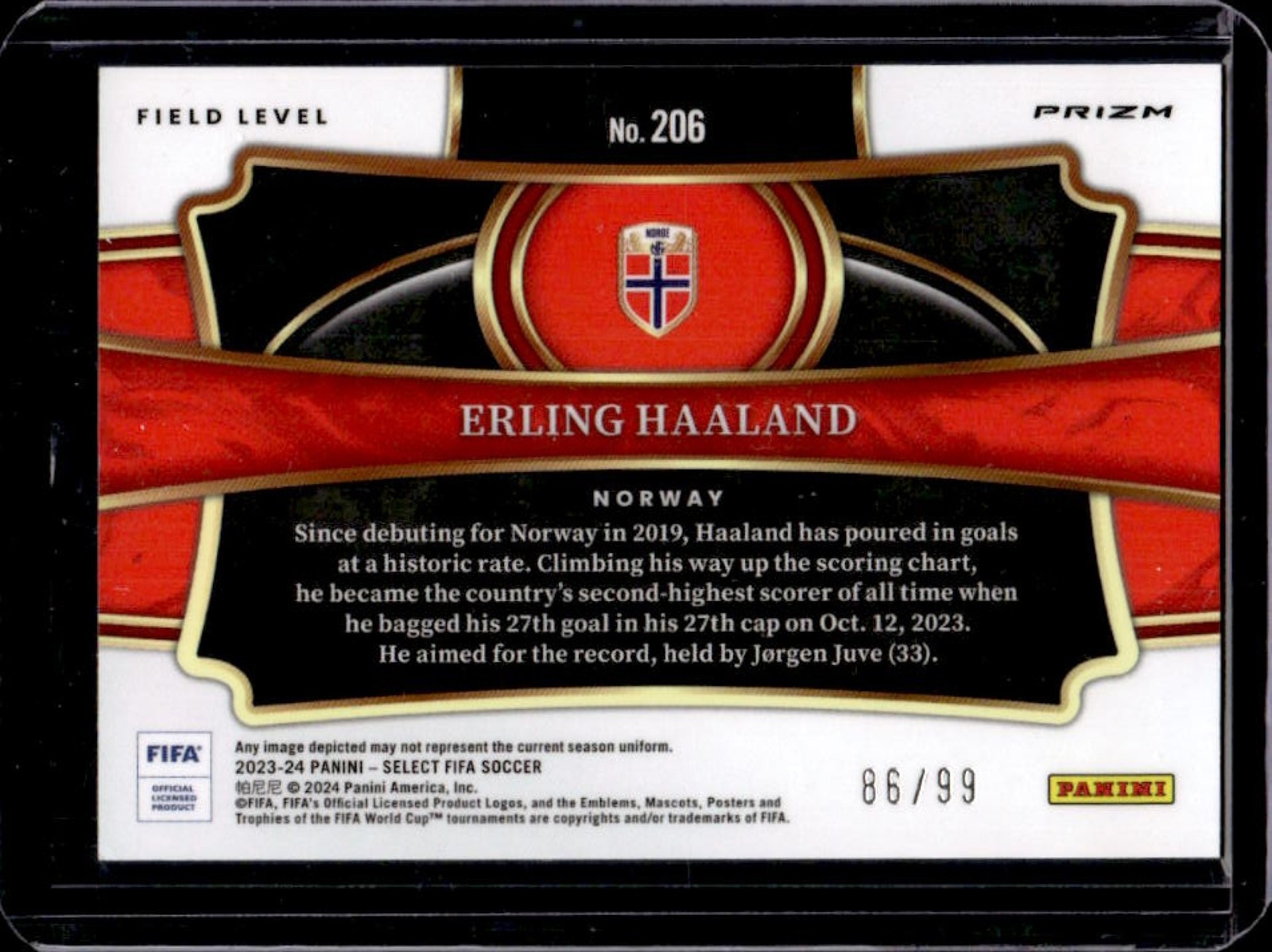 2023-24 Panini Select FIFA Erling Haaland Winter Camo Prizm #/99 Norway view 2