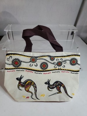 NEW Australia Kangaroo Print Tote Bag Zippered with Straps. 10×6.5'' I Love Aus