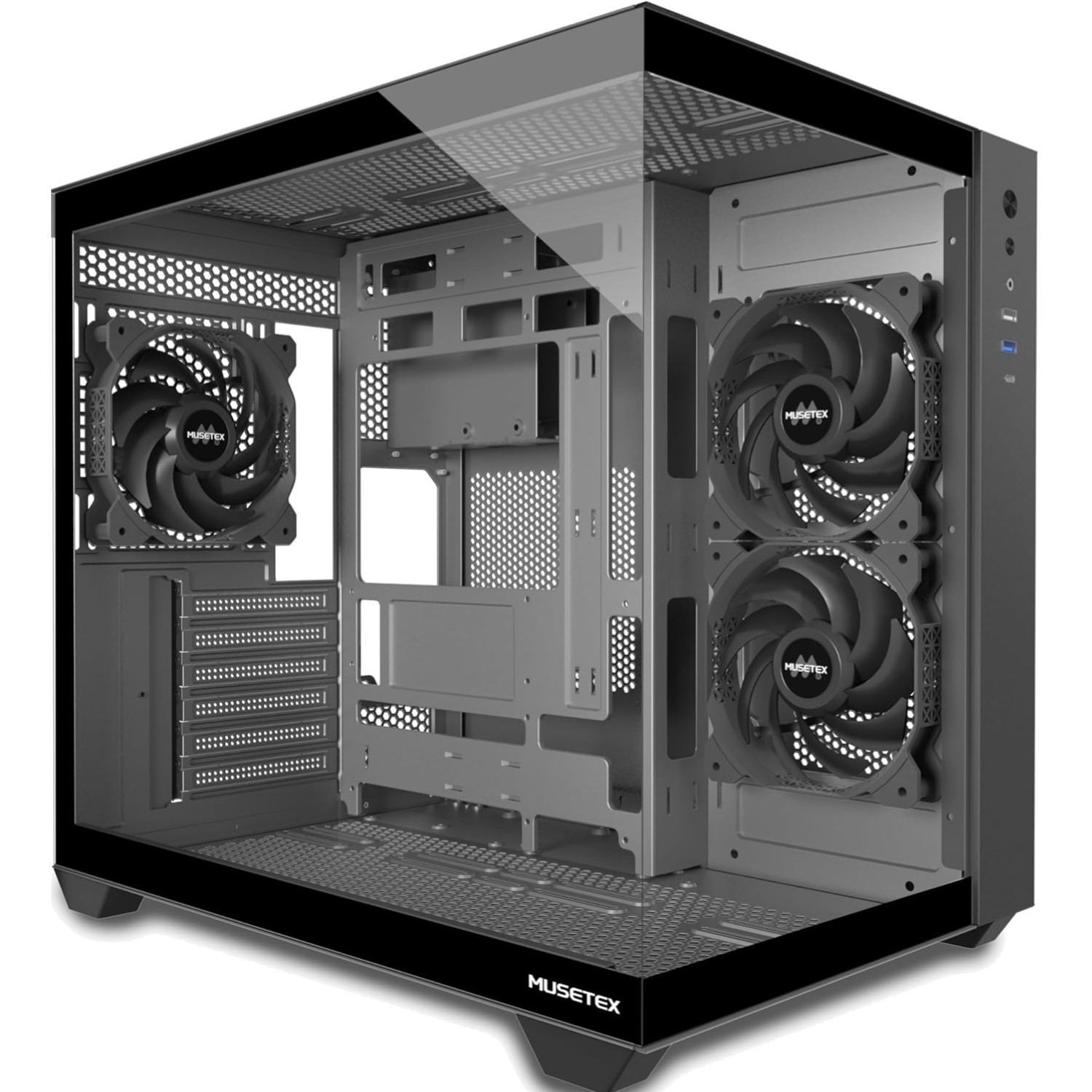 Boitier PC Gamer ATX Musetex Y6 Noir pour un setup gaming épuré sur votre bureau