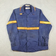 Distressed Hi-Vis Blue Canvas Workwear Shacket Size XL Grunge Work Jacket Coat