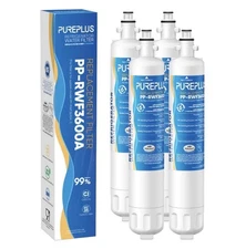 PUREPLUS PP-RWF3600A Refrigerator Water Filter 4-Pack Replacement GE RPWF