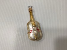VTG Violin Christmas Ornament W/Star Top Hanger 4  Tall