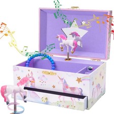 Unicorn Musical Jewelry Box for Girls - Spinning Doll Gifts for 5 Year Olds