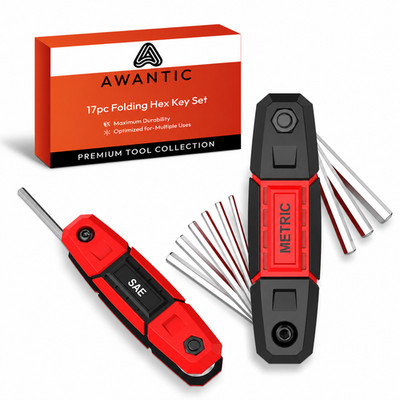 Awantic 17PCS Folding Allen Wrench Sets | Metric & SAE Hex Set  Durable & Portab