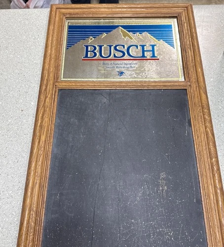 Anheuser Busch Beer Vintage 1986 Mirrored Chalkboard Faux Wood Sign Beeco Mfg.