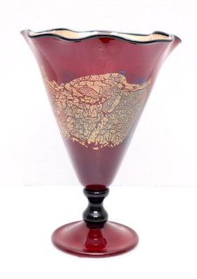 Nourot Glass Studio Vase Signed David Lindsay GOLD FLECK RED Stuido Art Glass