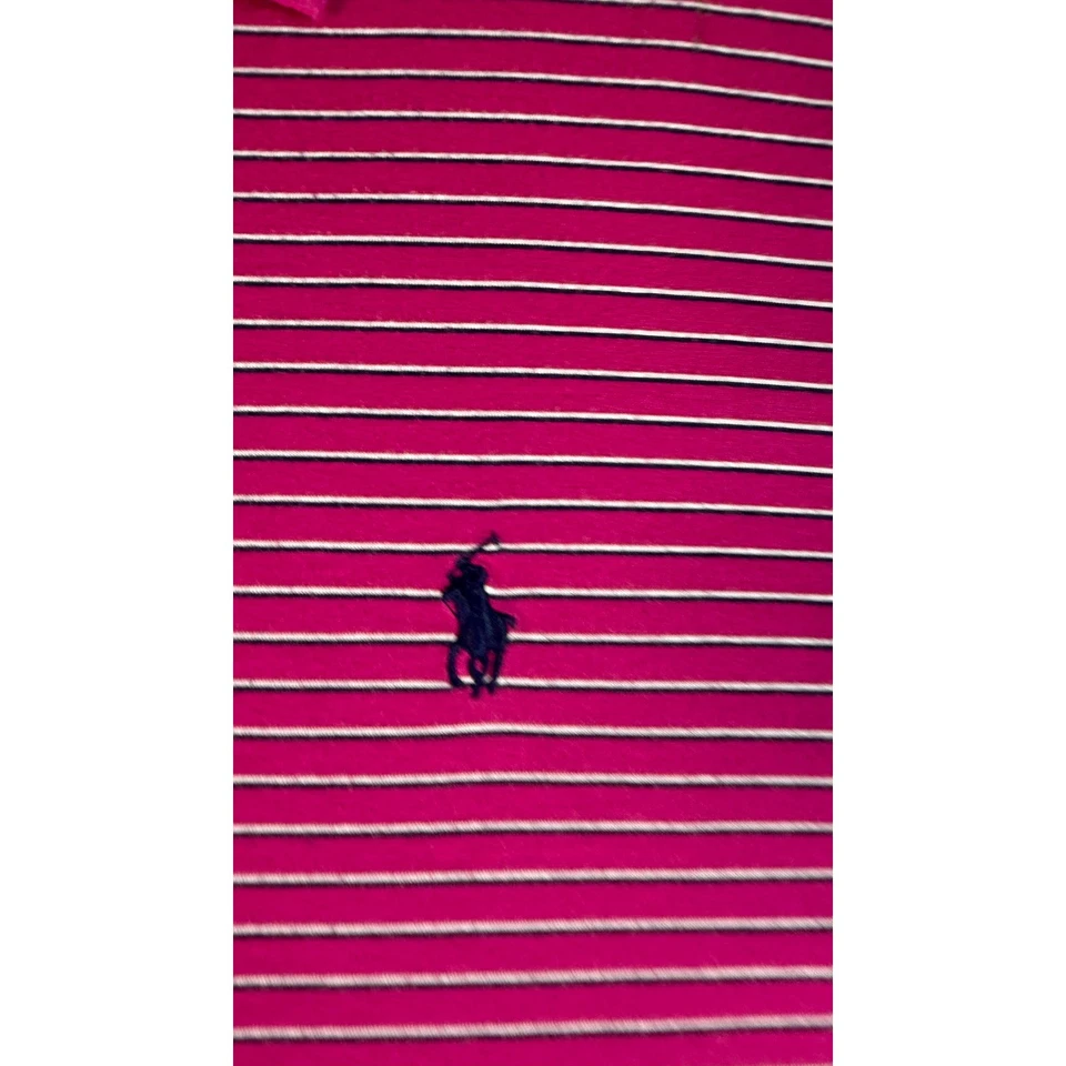 Polo Golf Ralph Lauren Blanco Rayas Algodón Pima Golf Polo Rosa Camisa Para Hombre XXL Foto 2 de 4