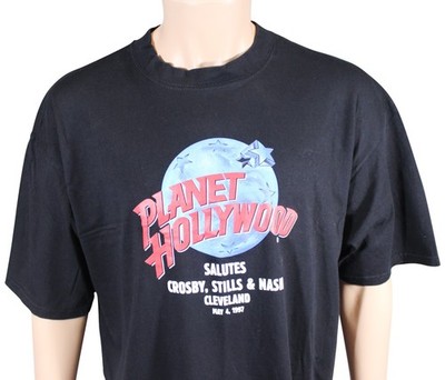 VTG 90s PLANET HOLLYWOOD Salutes CROSBY STILLS & NASH T-SHIRT XL Cleveland 1997