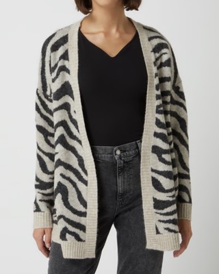ICHI Zebra Wool Alpaca Sweater Cardigan Medium
