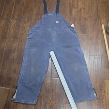 VUNTAGE Carhartt FRR44 DNY Blue FR Cotton Men's Mechanic Work Coveralls 48x30