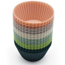 Reusable Silicone Cupcake Baking Cups 24 Pack, Large, Multicolor New Upgrade 
