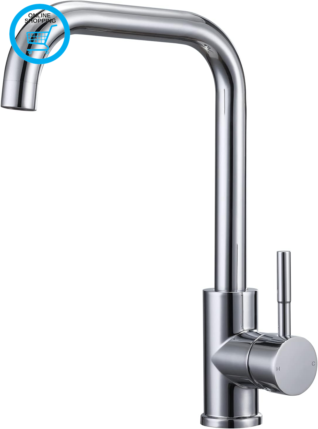 Kitchen Sink Mixer Tap Monobloc Single Lever Kitchen Tap 1 Hole with 360° Swivel