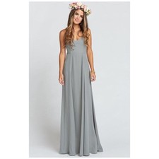 NWT Show Me Your Mumu Godshaw Goddess Gown Bridesmaid Dress Charcoal Size L