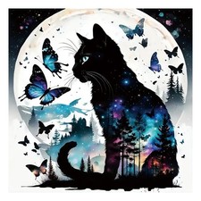 Black Cat Diamond Painting Kits for Adults, Round Full Drill Diamond Art Kits,