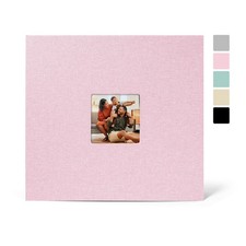 12x12 Inch Large 3 Ring Binder Scrapbook Album, Linen 12 30 Pocket, Pink