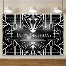 Uiiooazy 5x3ft Black Birthday Backdrop Photograph White Grey Geometric Photo Bac