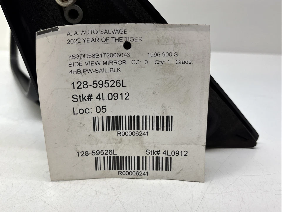 1996 Saab 900 司机侧电源门镜黑色 4 门 — 第 4/4 张图片