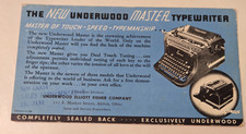 Underwood Master Typewriter 1930-40s  REP BUSINESS CARD/POSTCARD - AKRON,OHIO thumbnail