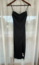 Forever 21 Dress Small Midi Long Sexy Black Bustier Formal Event High Slit Goth