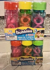 12 Pack Bring On The Bubble 6oz Bubble Blower Bottles with 3 Hole Wand Birthday!