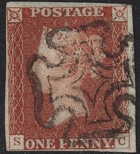 Product Image: SG8 1841 1d Red-brown plate 22, SC, 4M, London I Maltese cross, Fine