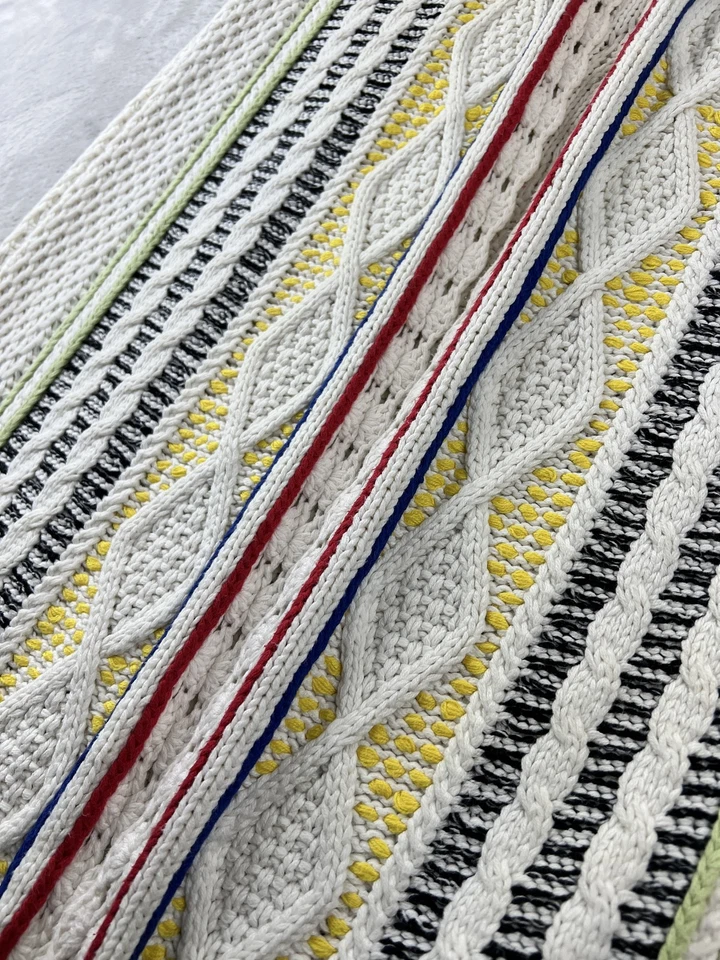 Alice + Olivia Sweater Dress Womens Large Multicolor Knit Cable Maxi Boho Retro - Image 2 of 4