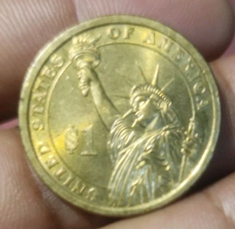 Moneda de oro de un dólar William Henry Harrison de los Estados Unidos de América de 1841 Foto 2 de 2