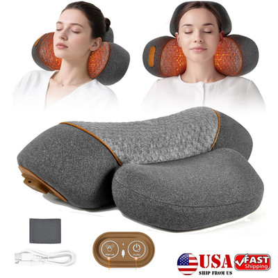 3-In-1 Neck Massager Pillow With Vibration Heating Therapy Airbag Stretching NEW