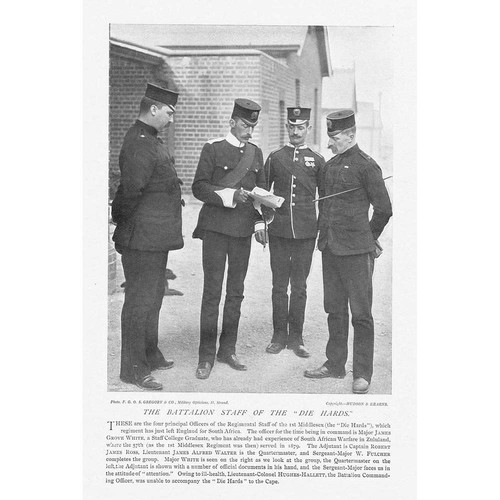 Battalion Staff of the 1st Middlesex Regiment - Antique Print 1896