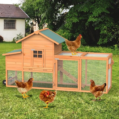 #ad Outdoor Chicken Coop Mobile Chicken House with Wheels for 4 Chickens $199.99