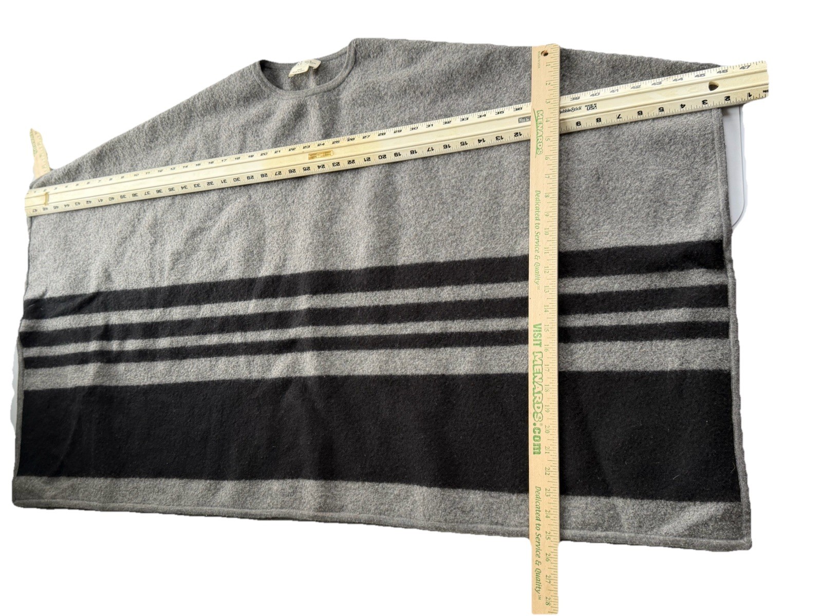 Kate Spade NY Brooke Street Melange Wool Poncho One Size Gray Black Armholes thumbnail 6