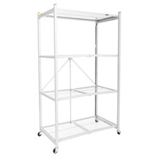 21 in.x36 in. 60 in. Wheeled 4-Shelf Folding Steel Wire Shelving White