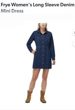 Frye Women's Long Sleeve Denim Dress, With Pockets. Sz. S. NWT