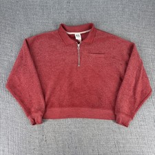 Vintage 90s Russell Athletic Cropped Sweatshirt Women's S Red 1/4 Zip Pullover