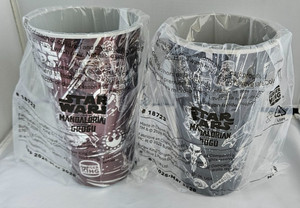 NIP Burger King Star Wars Mandalorian Grogu Collectible Cups-Lot o 2-Black Brown