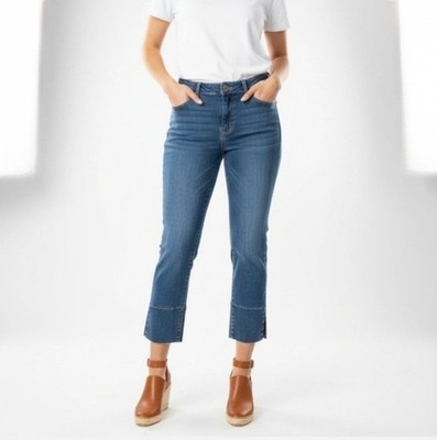 d.jeans Recycled Denim High Waist Pedal Pusher Petite Split Hem Blue Jeans 6P