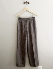 Vintage 70s Wool Gray Wide-Leg Trousers Pants Size 28