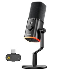 MAONO PD100W Wireless/USB Microphone, PC Gaming Mic with One-Click Noise Redu...